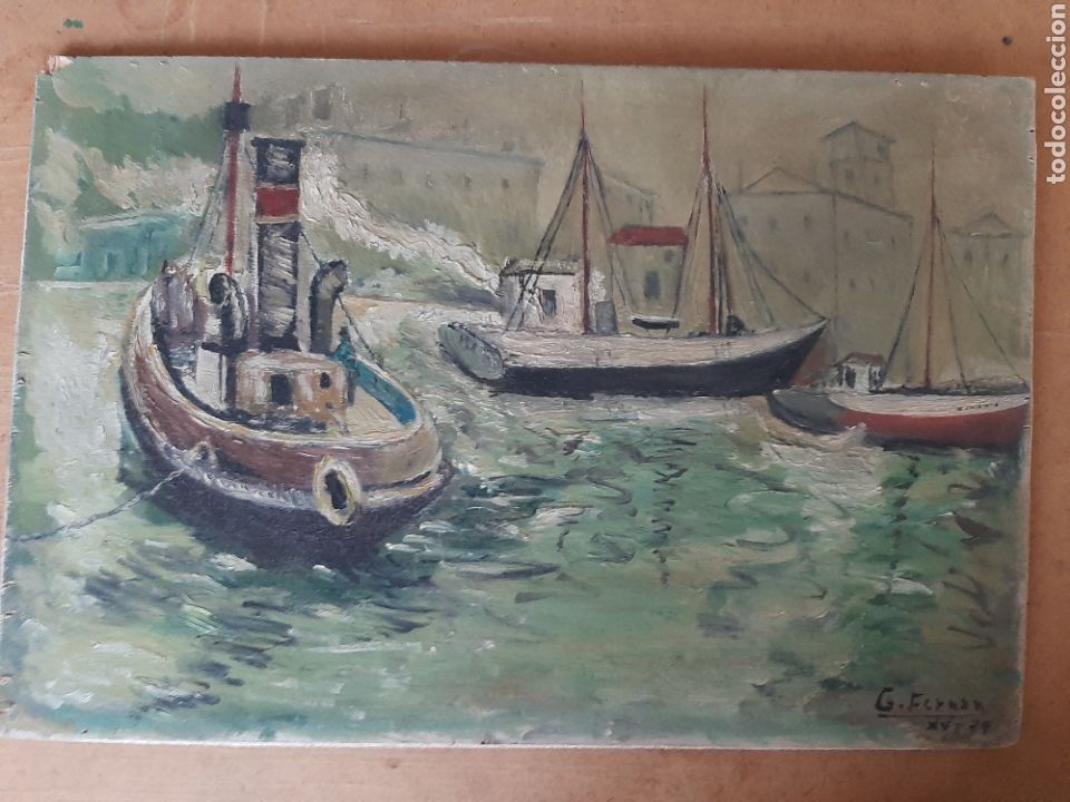 Arte: Marina. &Oacute;leo sobre madera - Foto 1