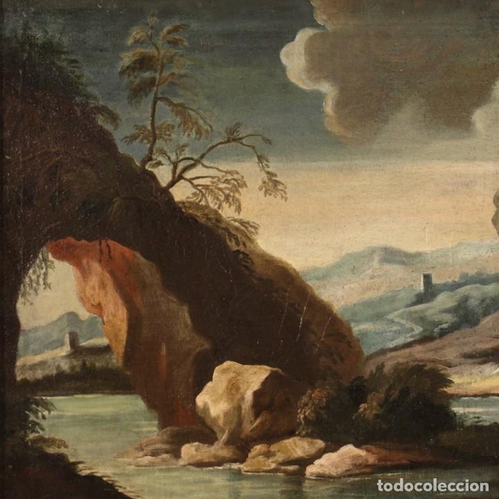 Arte: Pintura antigua de paisaje con personajes del siglo XVIII. - Foto 6 - 294176648