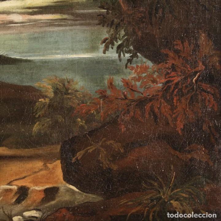 Arte: Pintura antigua de paisaje con personajes del siglo XVIII. - Foto 9 - 294176648
