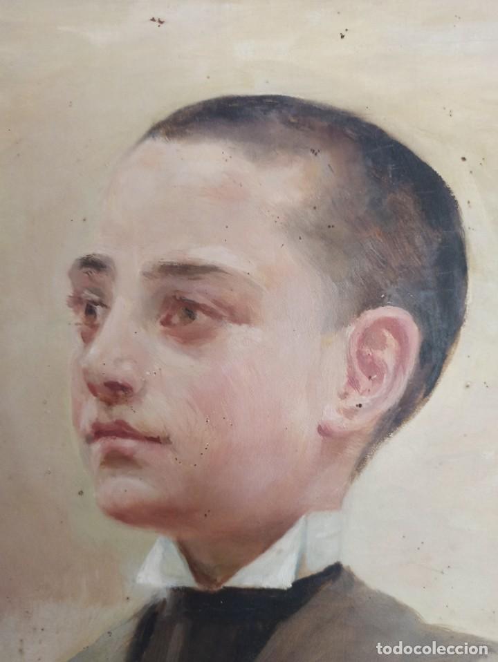 Arte: &Oacute;leo sobre lienzo. Joven de &eacute;poca - Foto 1