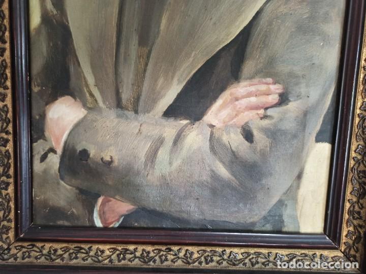 Arte: &Oacute;leo sobre lienzo. Joven de &eacute;poca - Foto 3