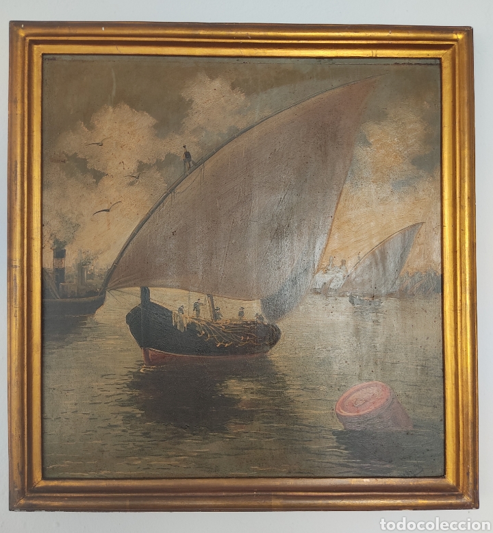 Arte: antiguo lienzo pintura roberto del &aacute;guila C&aacute;diz 1933