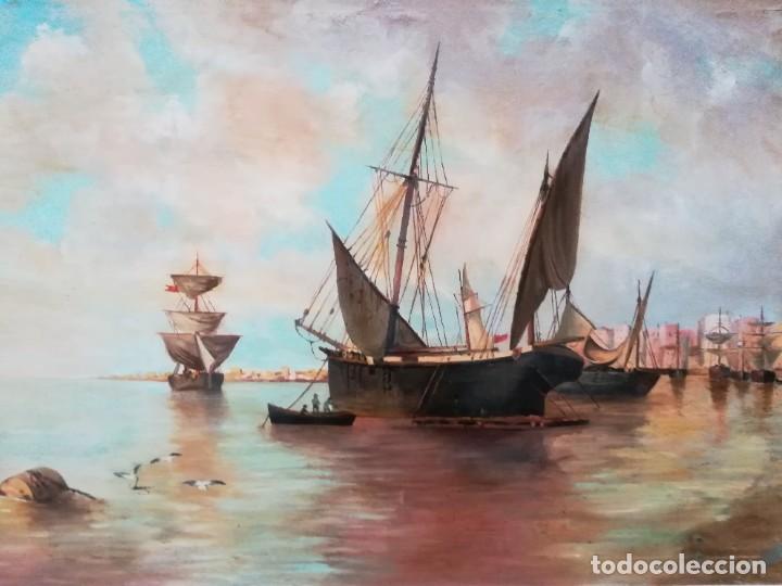 Arte: Marina con barco de vela - Foto 2