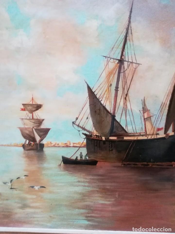 Arte: Marina con barco de vela - Foto 4