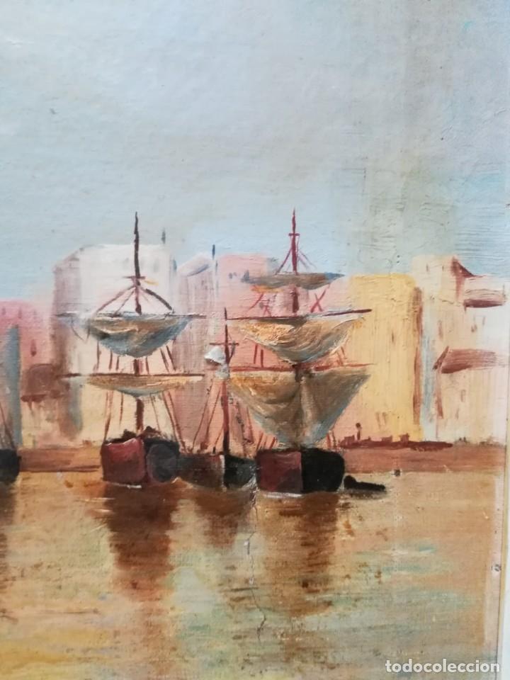 Arte: Marina con barco de vela - Foto 5