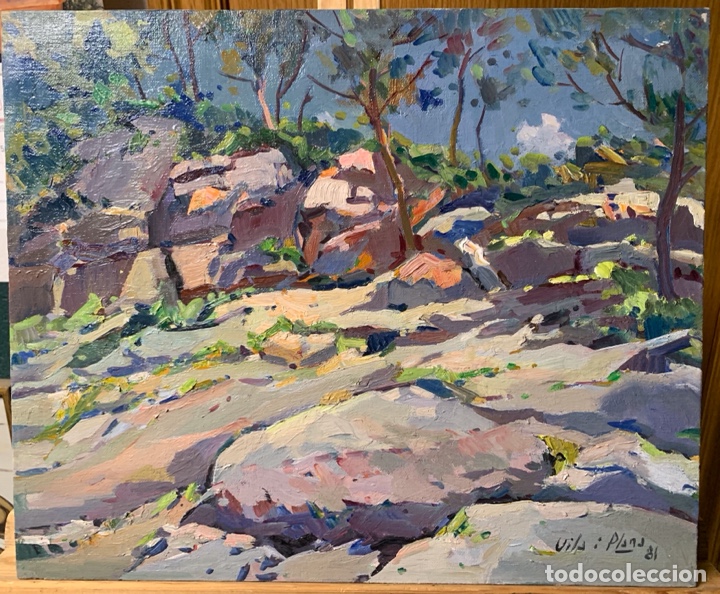 Arte: Lluis Vila Plana (1921-1992), les Arenes de Sant Feliu del Rac&oacute; 1981, 46x38 cm