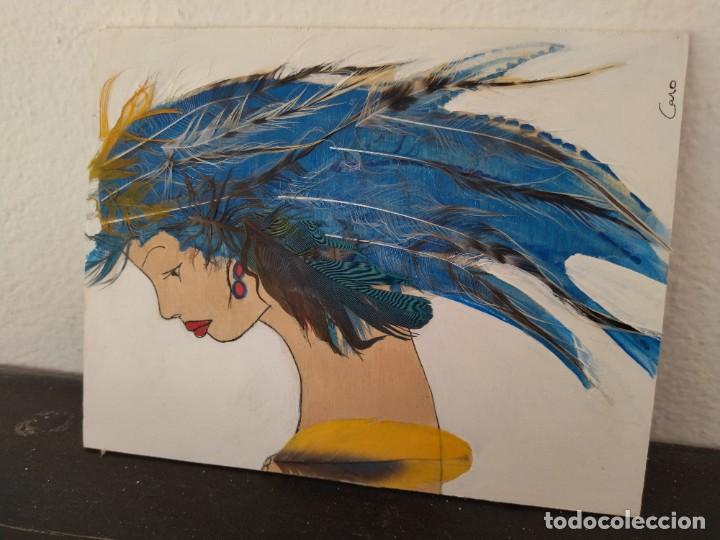 Arte: Cuadro pintura y collage sobre tablilla - Foto 2