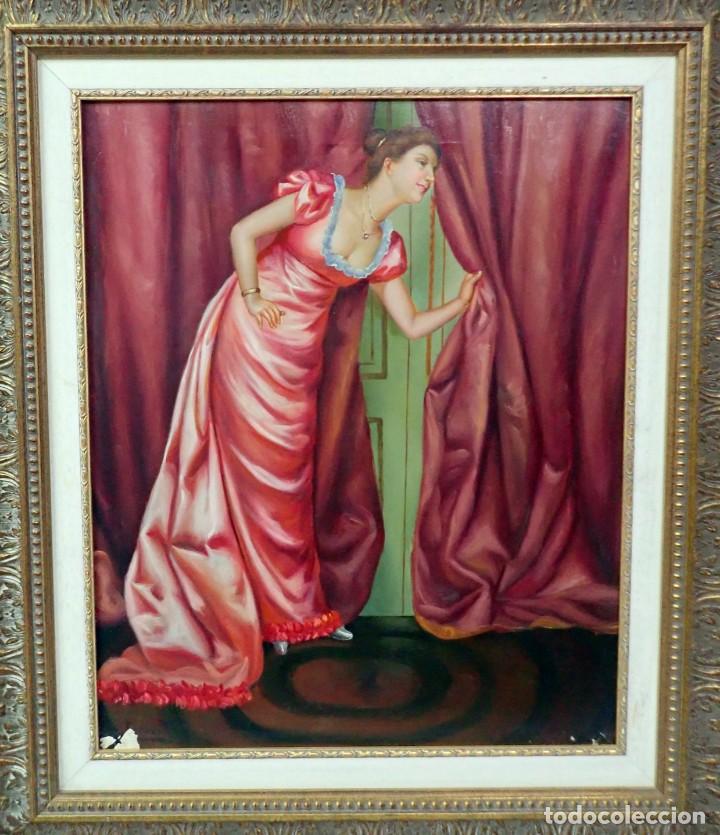 Arte: &Oacute;leo sobre lienzo firma a catalogar - Foto 2