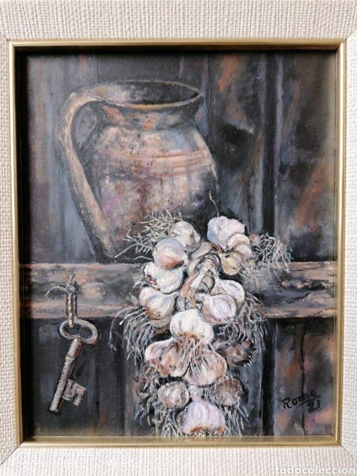 Arte: Bodegon ajos oleo firmado - Foto 2