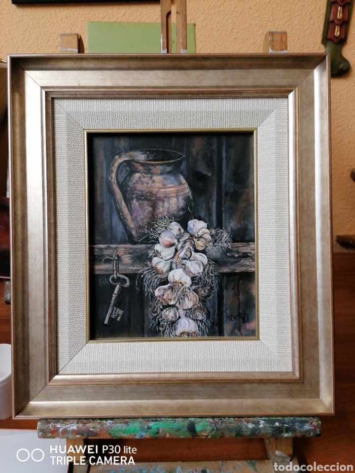 Arte: Bodegon ajos oleo firmado - Foto 1