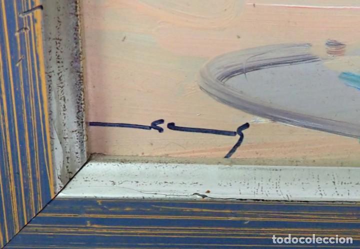 Arte: &Oacute;leo sobre tabla firma a catalogar - Foto 2