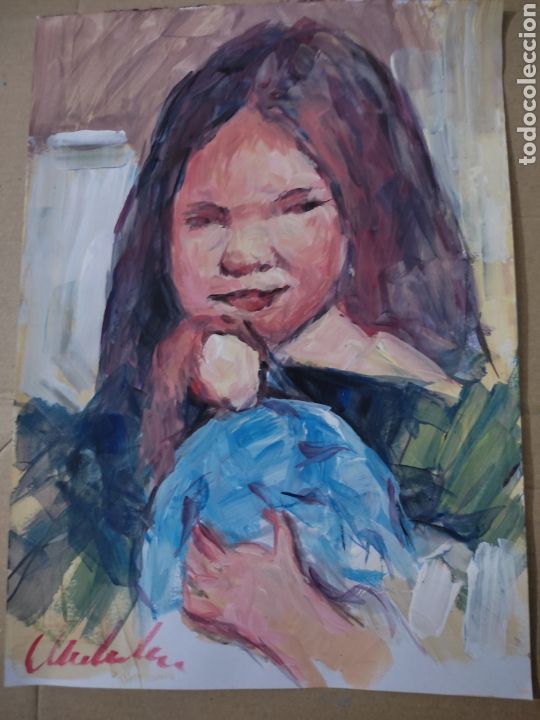 Arte: Ni&ntilde;a con su mu&ntilde;eca (original)