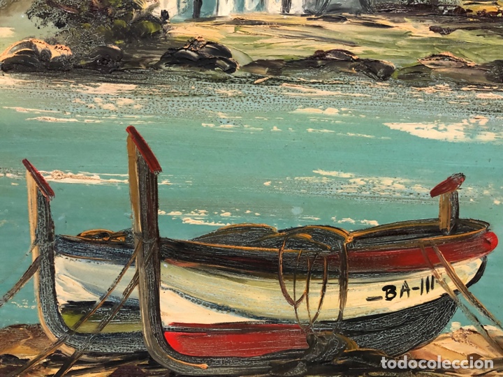 Arte: Oleo sobre lienzo enmarcado barcas - Foto 2
