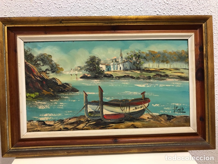 Arte: Oleo sobre lienzo enmarcado barcas - Foto 7