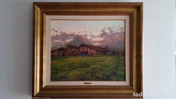 Arte: Oleo sobre lienzo. E. Garralda. Caser&iacute;os de Berriz. - Foto 1