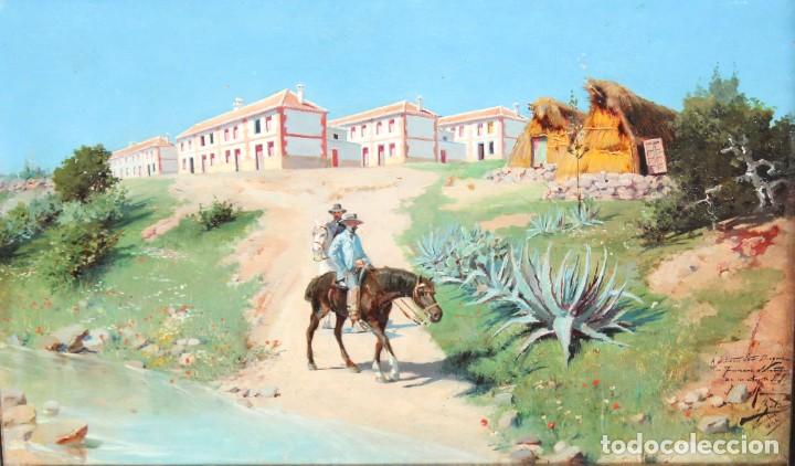 Arte: JOSE MARIN BALDO Y BURGUEROS (Almería, 1864 - Gerona, 1925) OLEO SOBRE TABLA FECHADO DEL AÑO 1886 - Foto 1 - 302422288