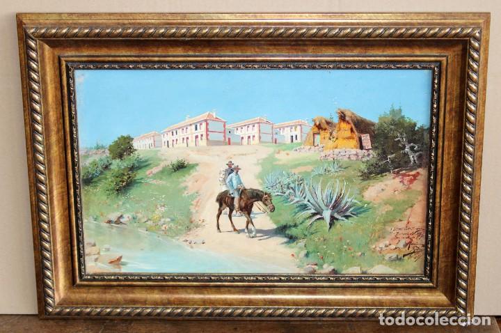 Arte: JOSE MARIN BALDO Y BURGUEROS (Almería, 1864 - Gerona, 1925) OLEO SOBRE TABLA FECHADO DEL AÑO 1886 - Foto 2 - 302422288