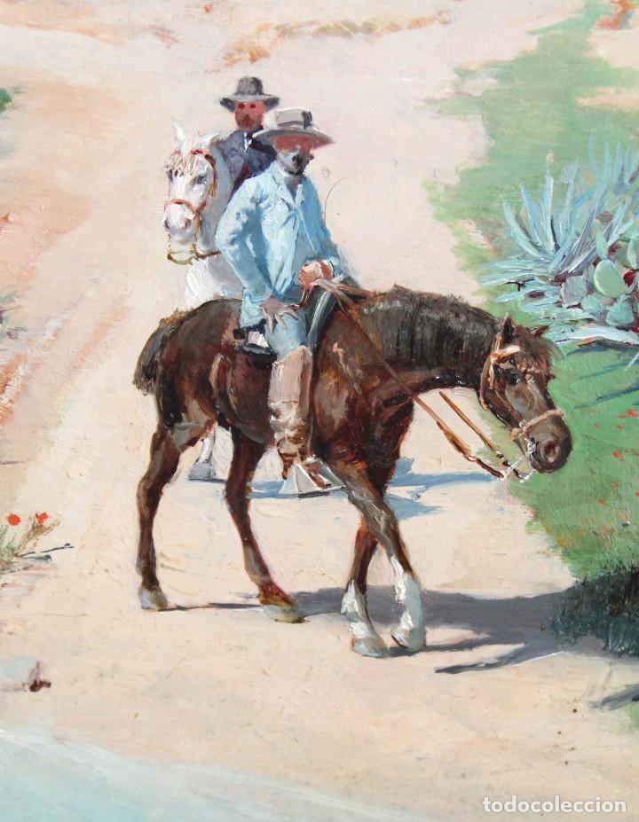 Arte: JOSE MARIN BALDO Y BURGUEROS (Almería, 1864 - Gerona, 1925) OLEO SOBRE TABLA FECHADO DEL AÑO 1886 - Foto 5 - 302422288