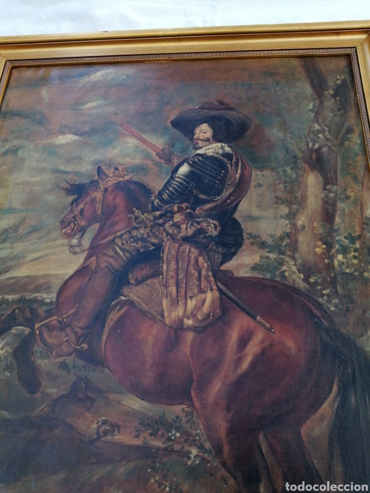 Arte: Gaspard de Guzman, Conde-Duque de Olivares a caballo. Óleo sobre lienzo siglo XlX - Foto 4 - 303233238