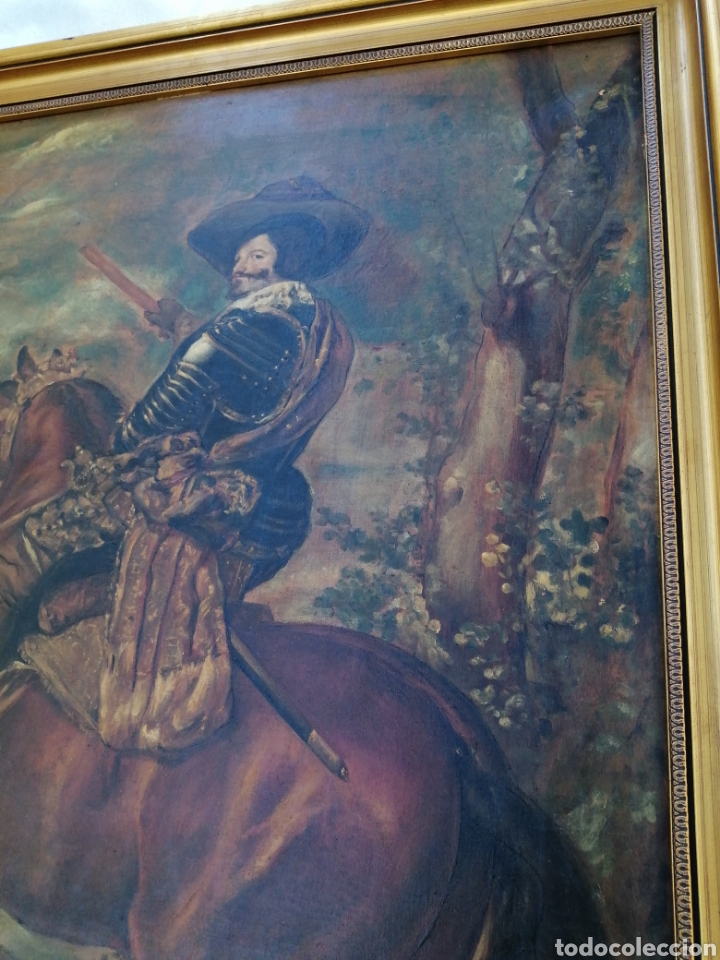 Arte: Gaspard de Guzman, Conde-Duque de Olivares a caballo. Óleo sobre lienzo siglo XlX - Foto 7 - 303233238