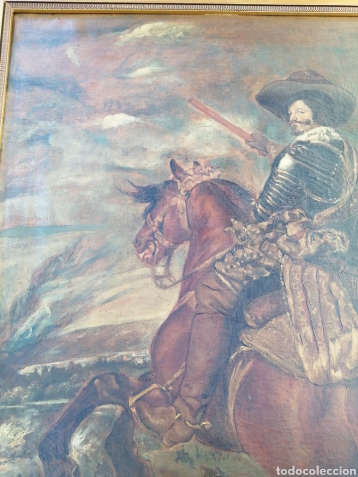 Arte: Gaspard de Guzman, Conde-Duque de Olivares a caballo. Óleo sobre lienzo siglo XlX - Foto 5 - 303233238