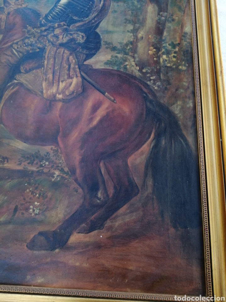 Arte: Gaspard de Guzman, Conde-Duque de Olivares a caballo. Óleo sobre lienzo siglo XlX - Foto 8 - 303233238