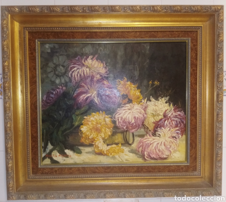 Arte: MARTIN ABARCA - IMPORTANTE OLEO SOBRE LIENZO - BODEGON FLORAL - GRAN FORMATO - IMPRESIONANTE MARCO