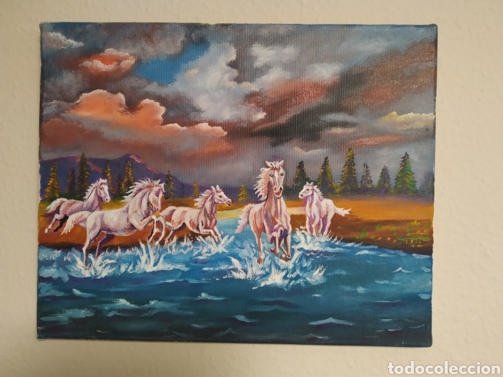 Art: PINTURA AL OLEO. CABALLOS EN LA TORMENTA