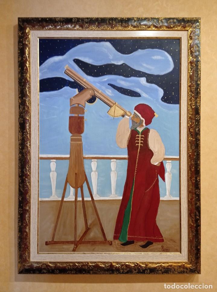 Arte: # CUADRO PINTADO AL OLEO SOBRE LIENZO OBSERVANDO EL UNIVERSO - Foto 1