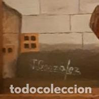 Arte: Cuadro Gato sobre paisaje. Oleo sobre tabla - Foto 2