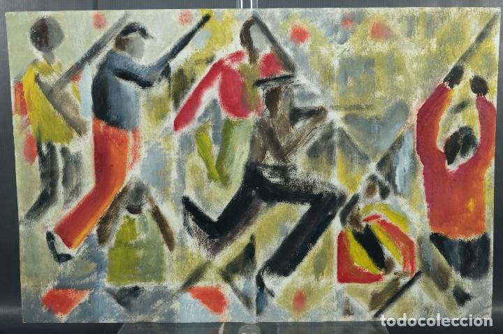 Arte: &Oacute;leo sobre papel figuras con armas - Foto 2