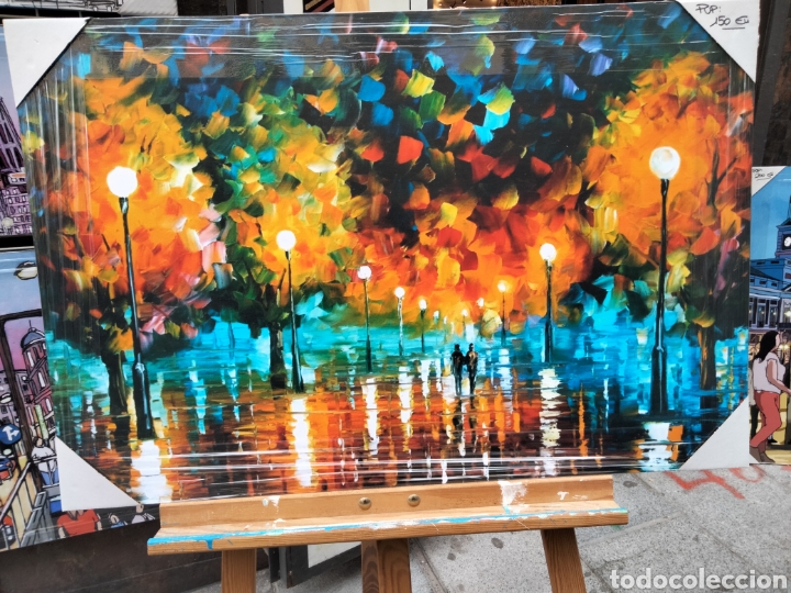 Arte: CUADRO DE AFREMOW. Paseo nocturno. 90x60 cm. Tabla texturizada.