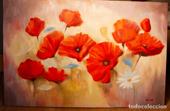 Arte: CUADRO DE AMAPOLAS Y MARGARITAS PINTADO AL &Oacute;LEO. - Foto 3