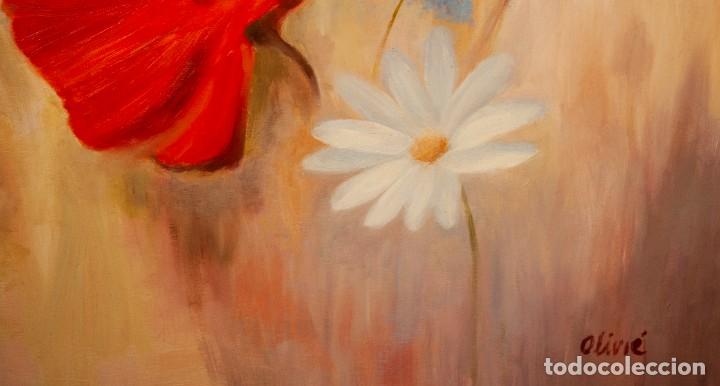 Arte: CUADRO DE AMAPOLAS Y MARGARITAS PINTADO AL &Oacute;LEO. - Foto 4