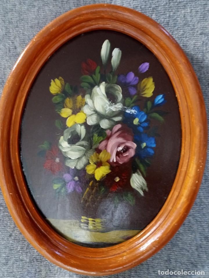 Arte: Bouquet de flores. &Oacute;leo sobre tablex. Formato ovalado - Foto 6
