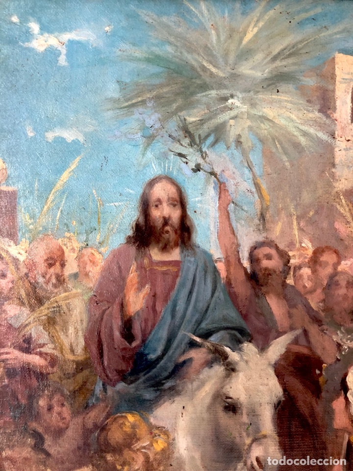 Arte: &Oacute;leo sobre lienzo. &ldquo;Entrada en Jerusal&eacute;n&rdquo; S.XIX