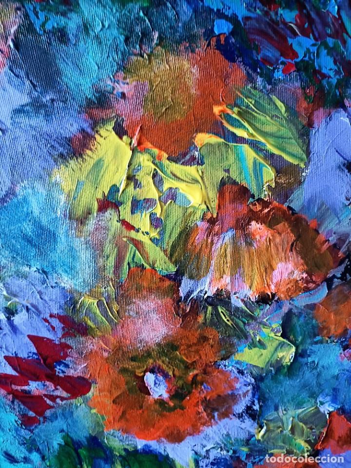 Arte: oleo sobre lienzo - an&oacute;nimo - flores - Foto 2