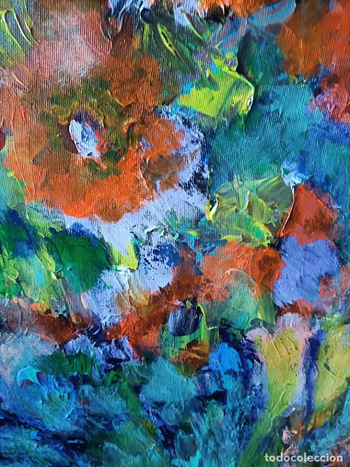 Arte: oleo sobre lienzo - an&oacute;nimo - flores - Foto 4