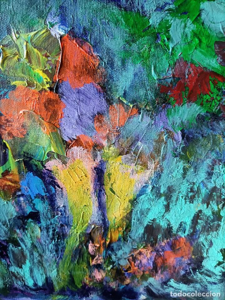 Arte: oleo sobre lienzo - an&oacute;nimo - flores - Foto 5