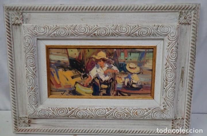 Arte: &Oacute;leo sobre tabla firma a catalogar - Foto 1