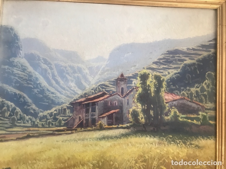 Arte: Oleo paisaje de St. Privat d&rsquo;en Bas. Olot.