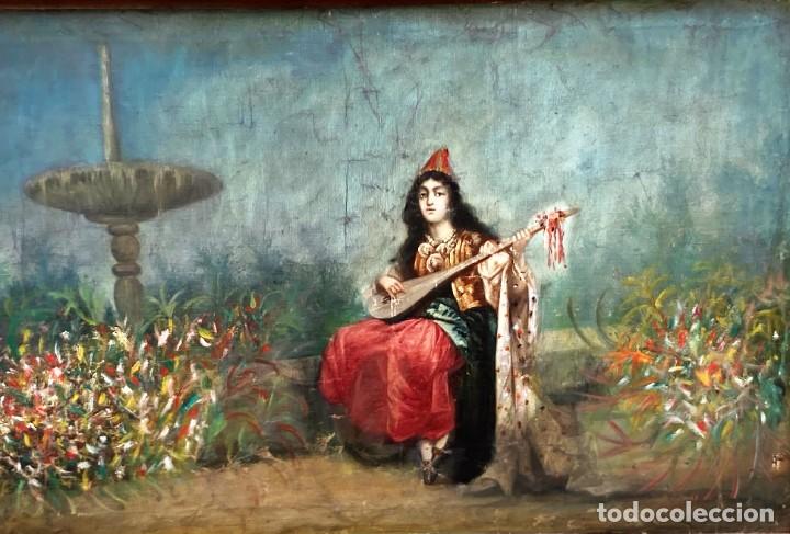 Arte: Gitana z&iacute;ngara tocando el laud, firmado Rull - Foto 2