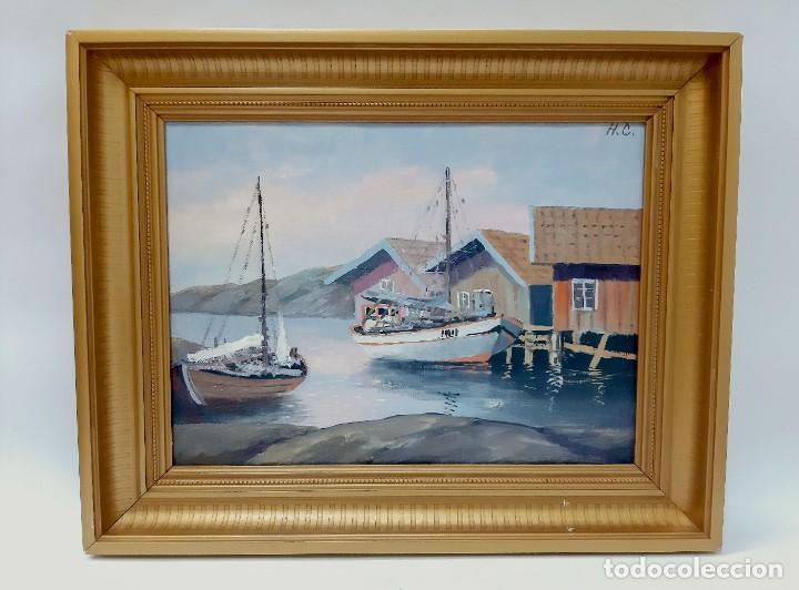 Arte: Vintage Pintura al &oacute;leo original sobre lienzo, firmada