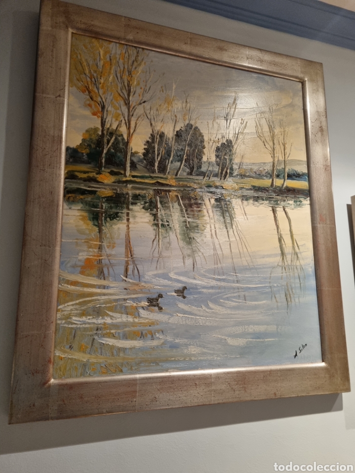 Arte: El rio y el campo sobre lienzo. - Foto 2