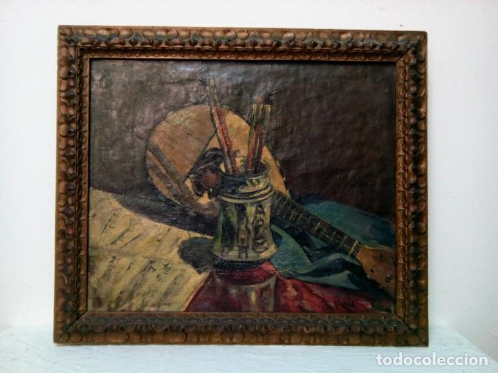 Arte: Bodegon firmado Auli &Oacute;leo sobre lienzo