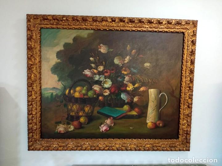 Arte: &Oacute;leo bodeg&oacute;n de flores y frutas - Foto 1