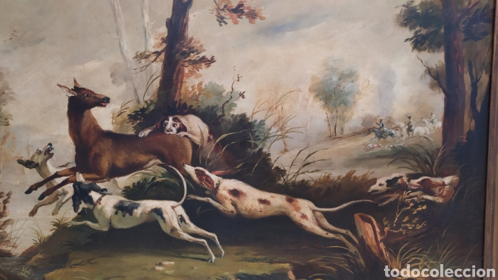 Arte: Cuadro antiguo imagen caza - Foto 3