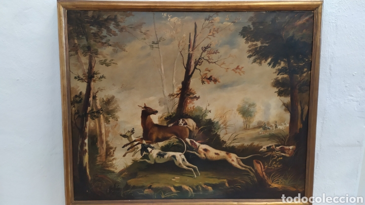 Arte: Cuadro antiguo imagen caza - Foto 1
