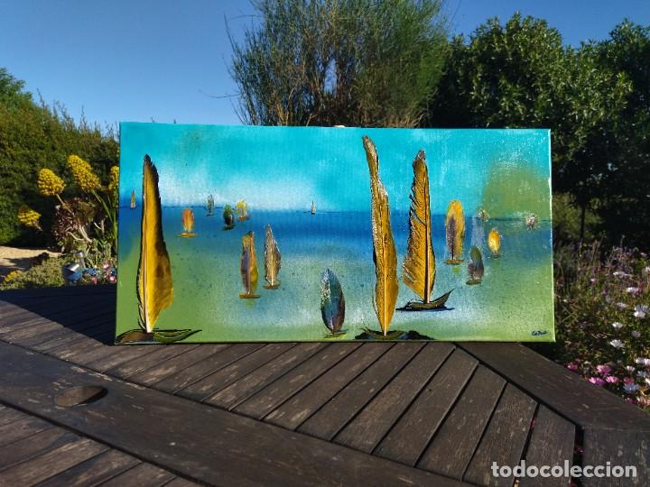 Kunst: cuadro oleo y collage sobre bastidor