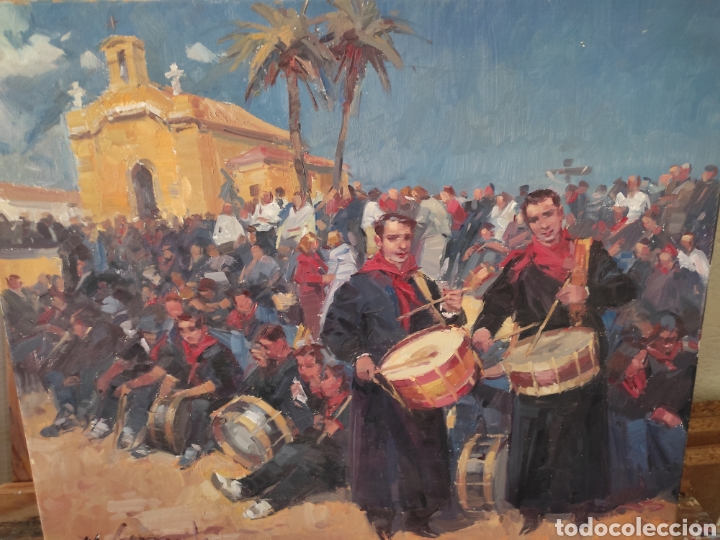 Arte: Cuadro semana santa ,calvario,tamborada ( original )